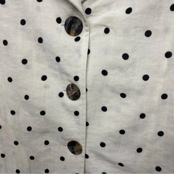Fridaze 100% Linen Blazer Jacket Polka Dot White Lagenlook Art to Wear M - Picture 3 of 7